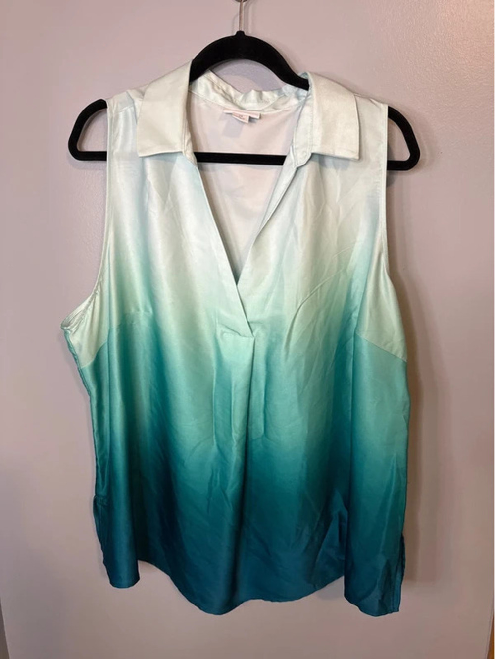 2X NEW sleeveless gradient collared tank top Liz Claiborne PTP 26